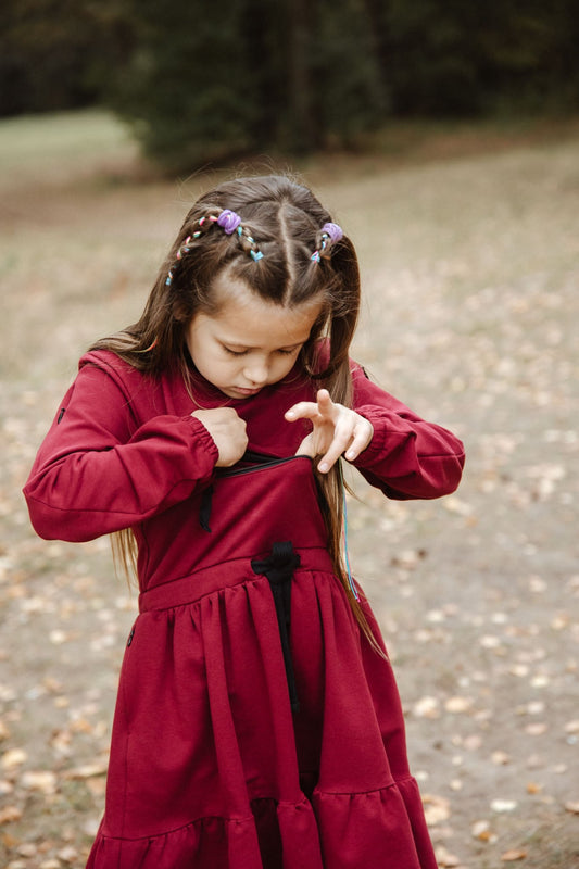 Type 1 Diabetes Clothing - T1D girls long sleeve dress with pockets | Our Pocket Hero