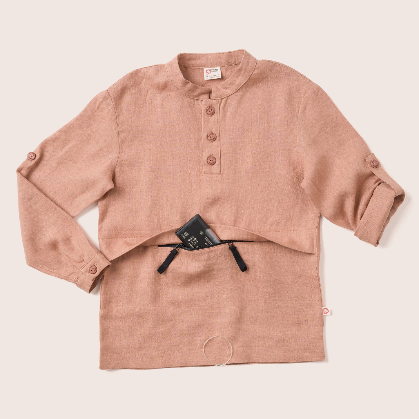 Type 1 Diabetes Clothing - Pink long sleeve with pocket | Our Pocket Hero