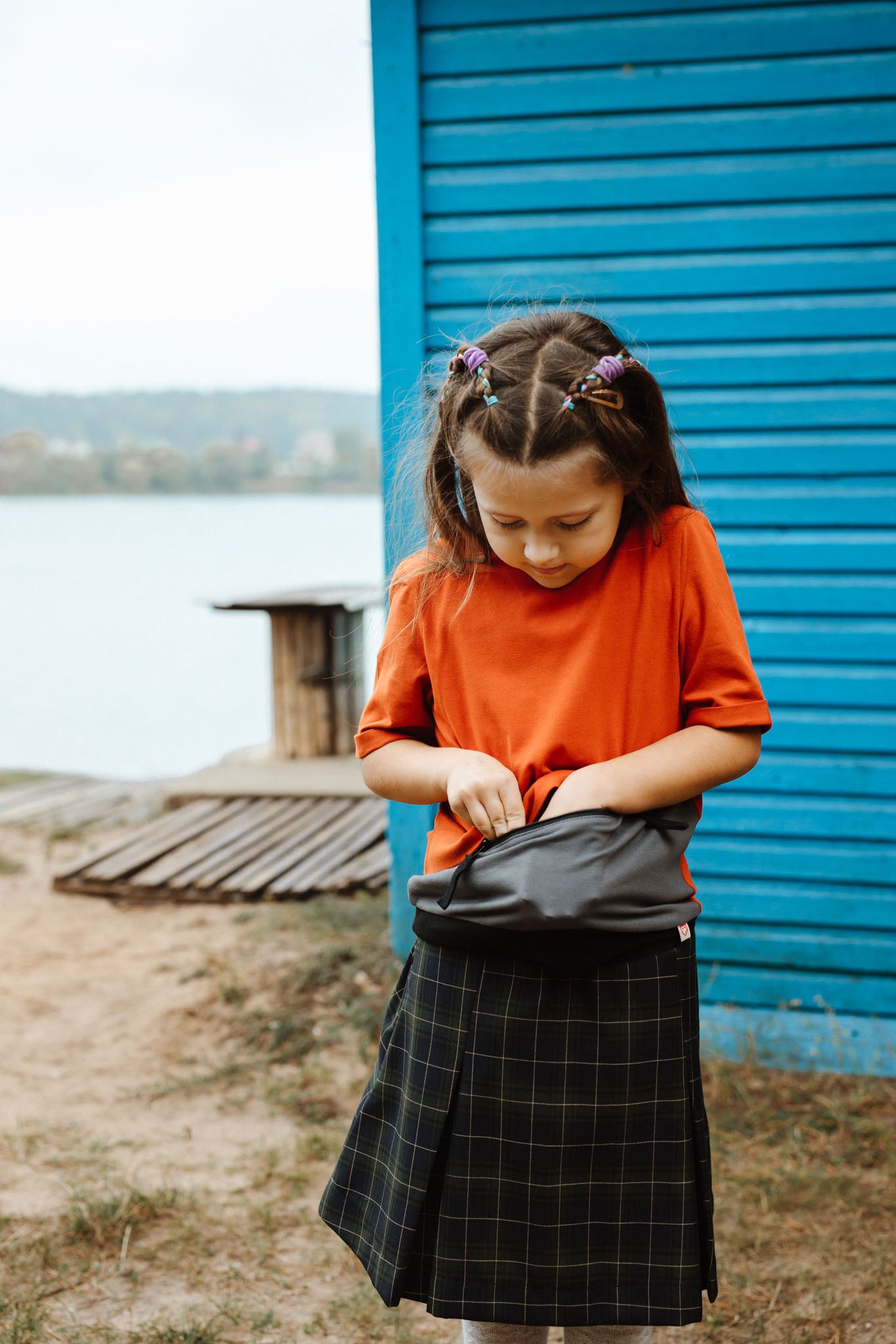 Type 1 Diabetes Clothing - T1d Girls Pleated Skirt High Waisted Plaid A-line Skirts with pockets | Our Pocket Hero