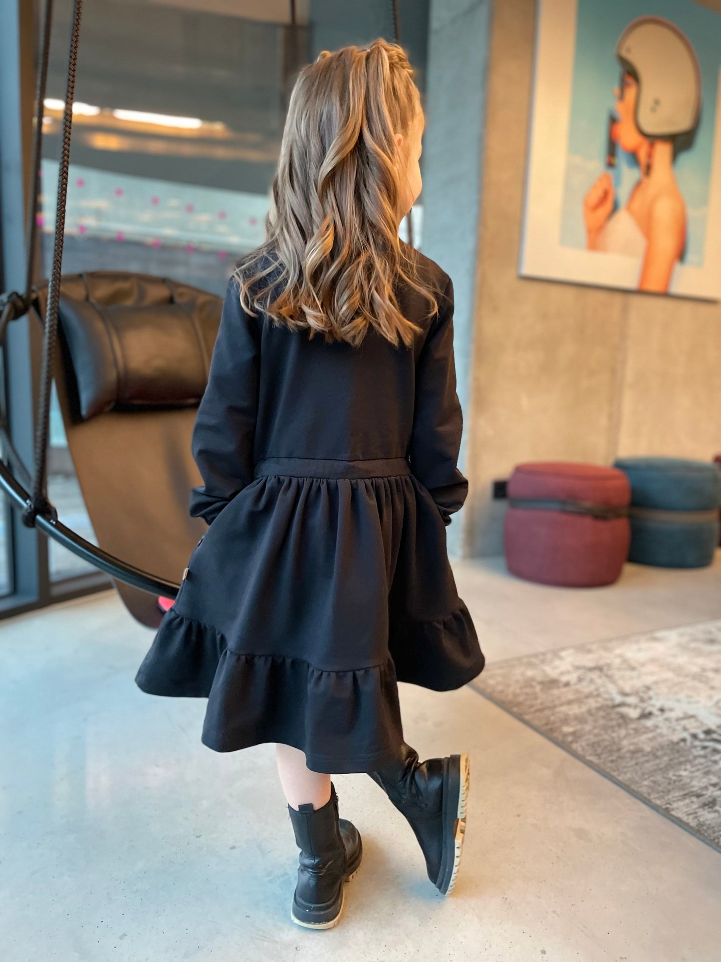 Type 1 Diabetes Clothing - Cotton dress with pockets Black | Our Pocket Hero