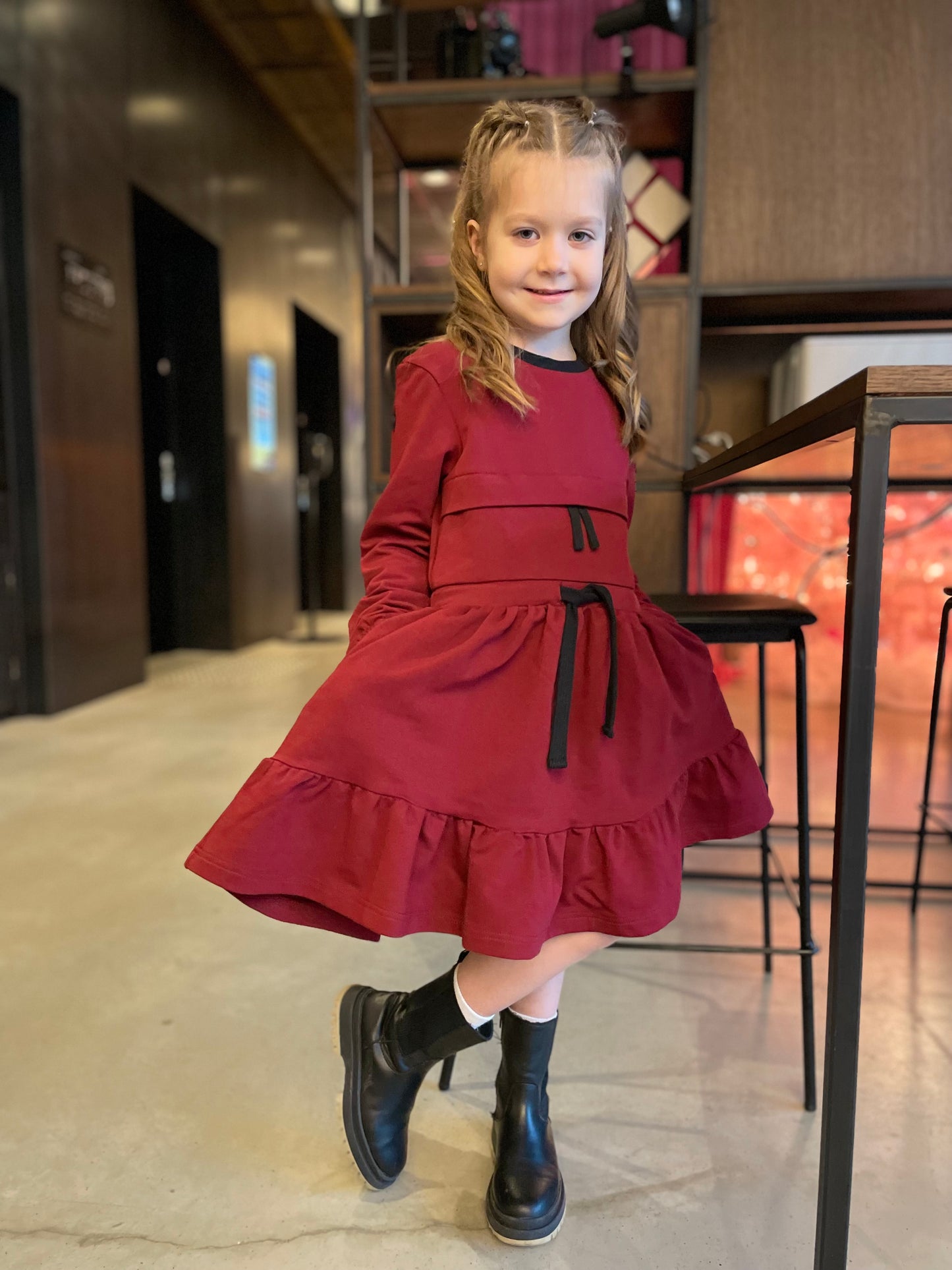 Type 1 Diabetes Clothing - Cotton dress with pockets Bordo | Our Pocket Hero