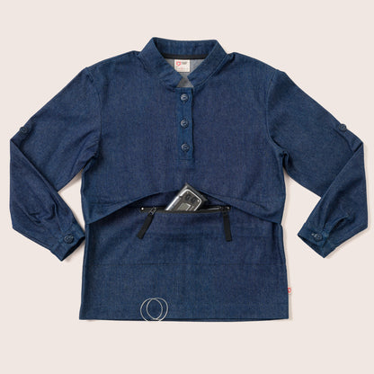 Type 1 Diabetes Clothing - Dark blue long sleeve with pocket  | Our Pocket Hero