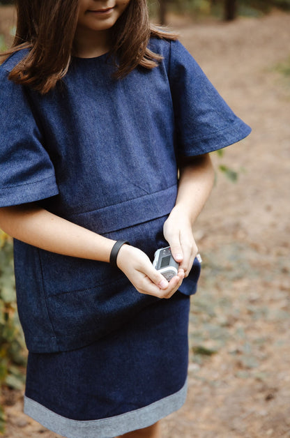 Type 1 Diabetes Clothing - Dark blue set for girls  | Our Pocket Hero