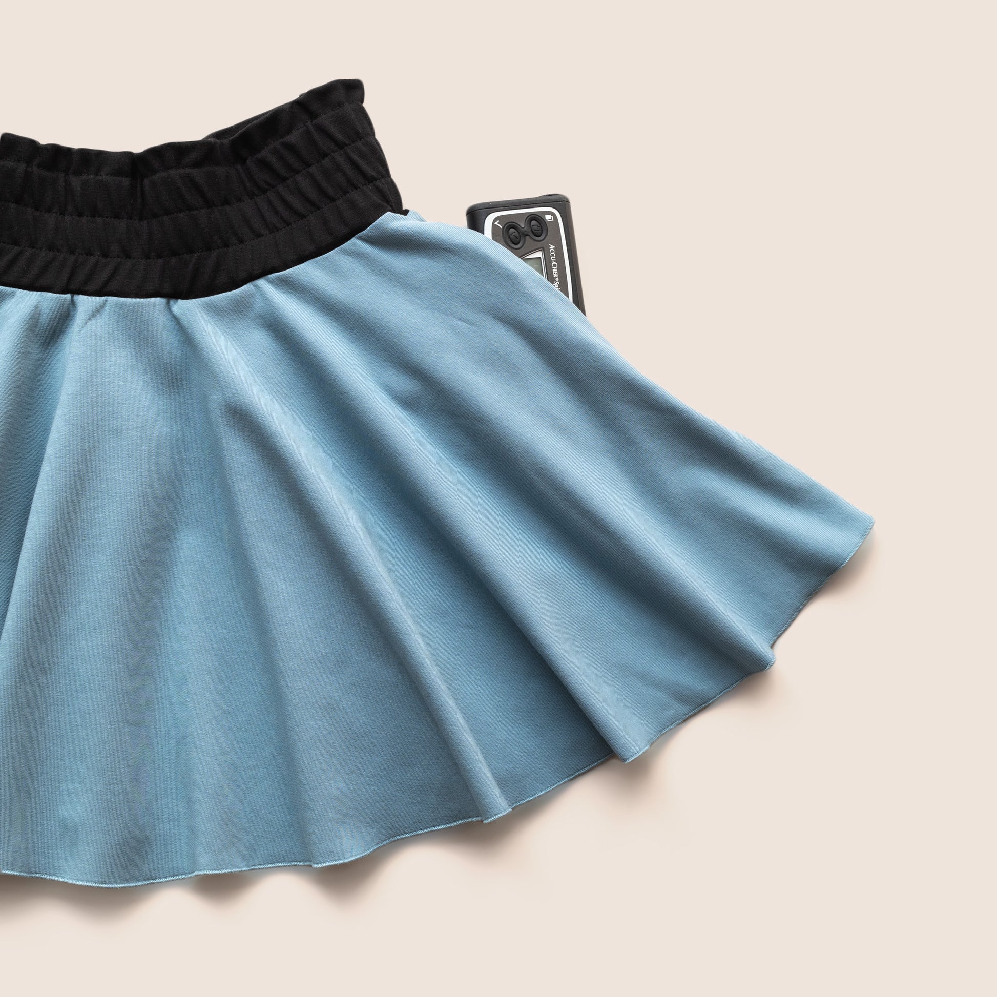 Type 1 Diabetes Clothing - Girls Skirt Sky Blue with pockets | Our Pocket Hero