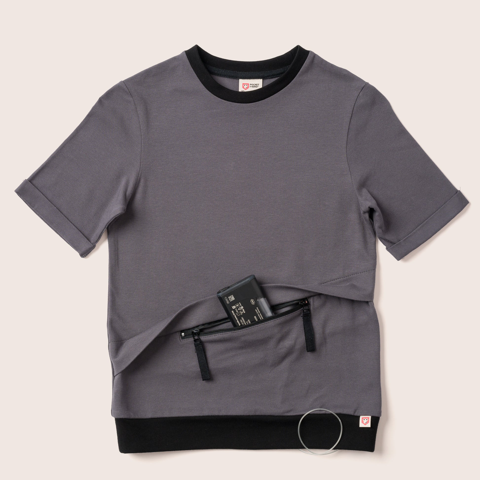 Type 1 Diabetes Clothing - Short Sleeve T-shirt Grey | Our Pocket Hero