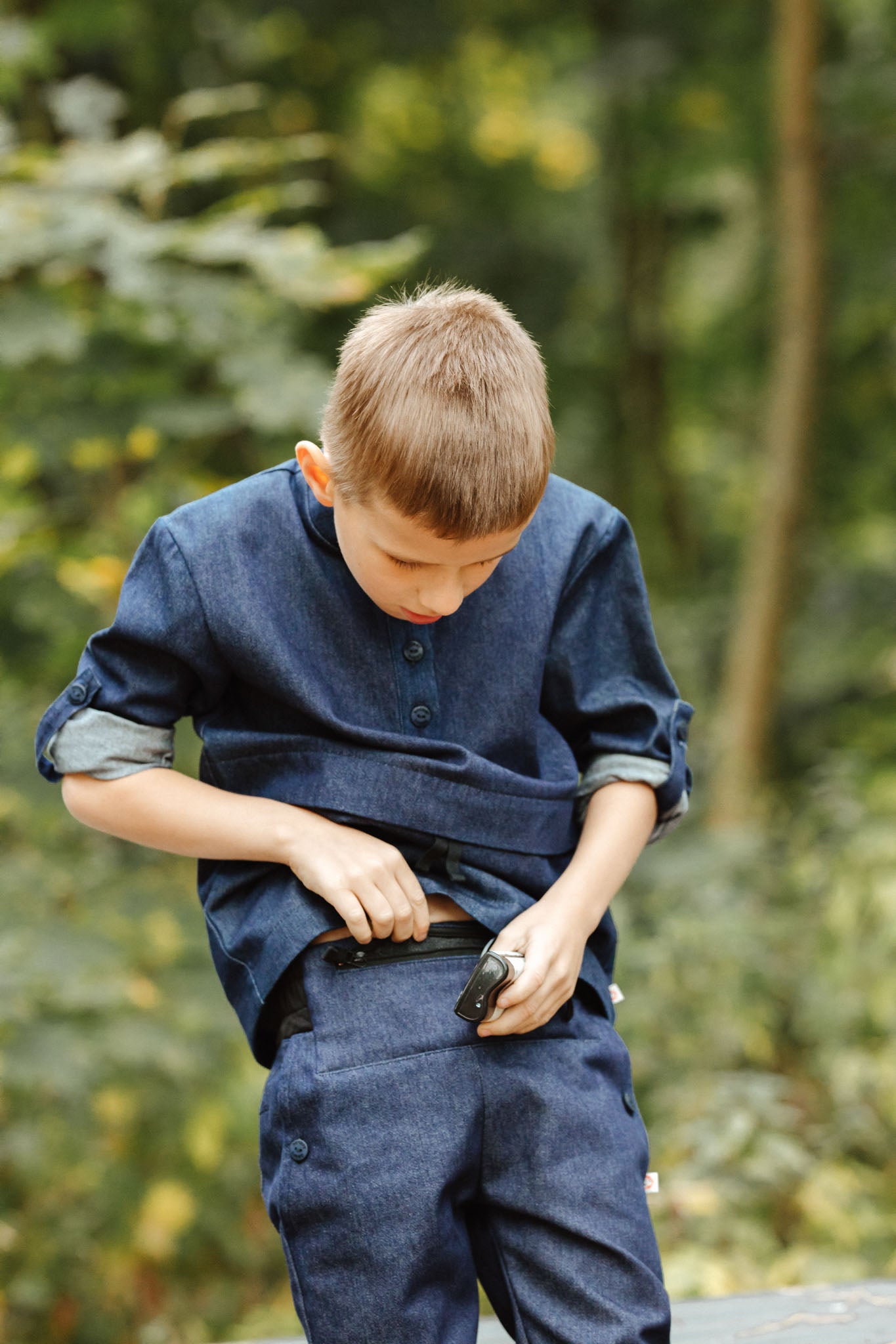 Type 1 Diabetes Clothing - Boy with dark blue set  | Our Pocket Hero