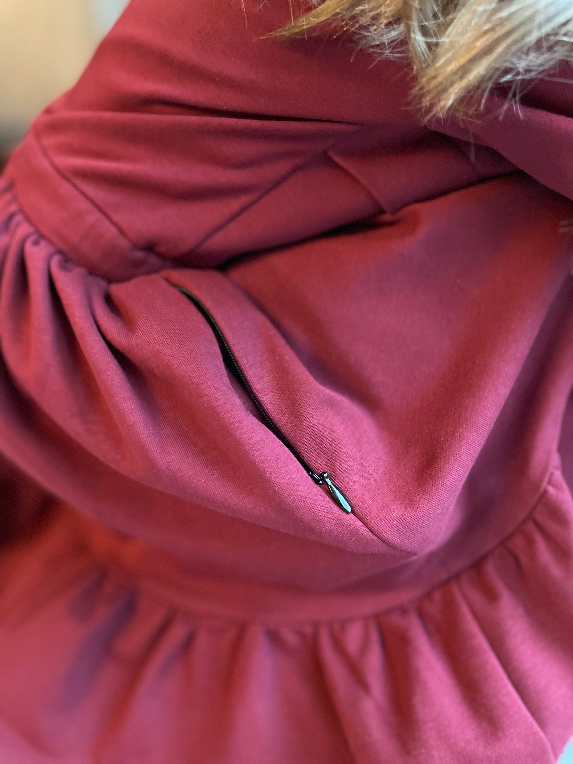 Type 1 Diabetes Clothing - Cotton dress with pockets Bordo | Our Pocket Hero