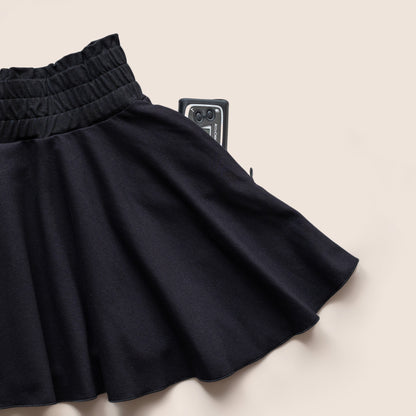 Type 1 Diabetes Clothing - Girls Skirt Pure Black with pockets | Our Pocket Hero